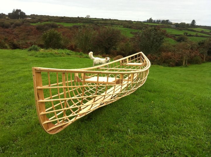 16’Skin on Frame Canoe project. Wooden boat builder 
